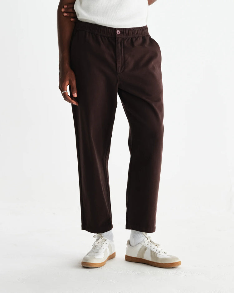 Wax london kurt trouser organic cotton twill dark brown