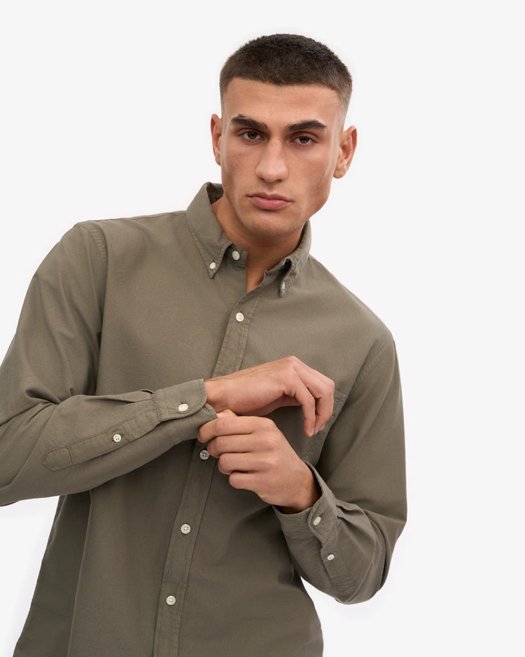 Colorful standard organic button down shirt cs4002 dusty olive