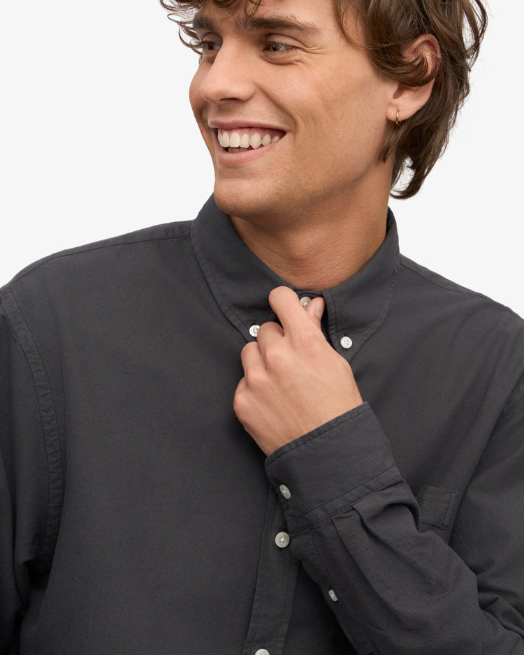 Colorful standard organic button down shirt cs4002 lava grey