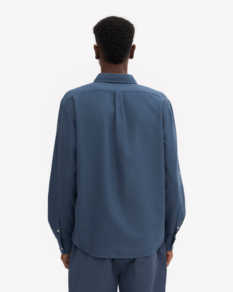 Colorful standard organic button down shirt cs4002 petrol blue