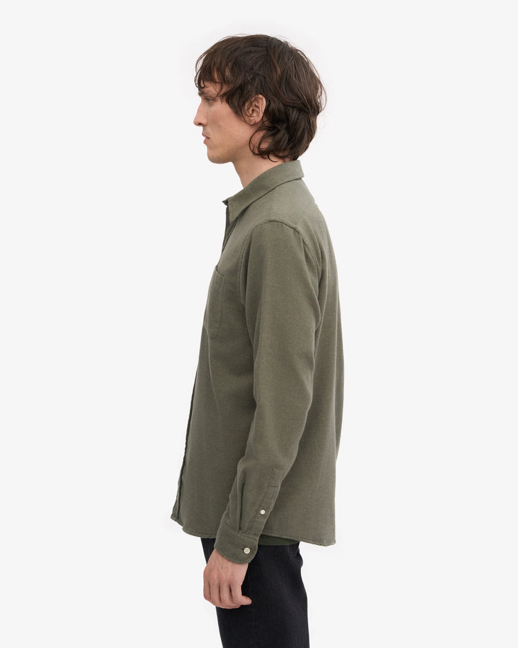 Colorful standard organic flannel shirt dusty olive