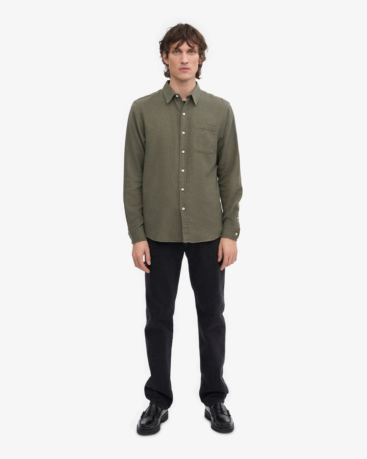 Colorful standard organic flannel shirt dusty olive