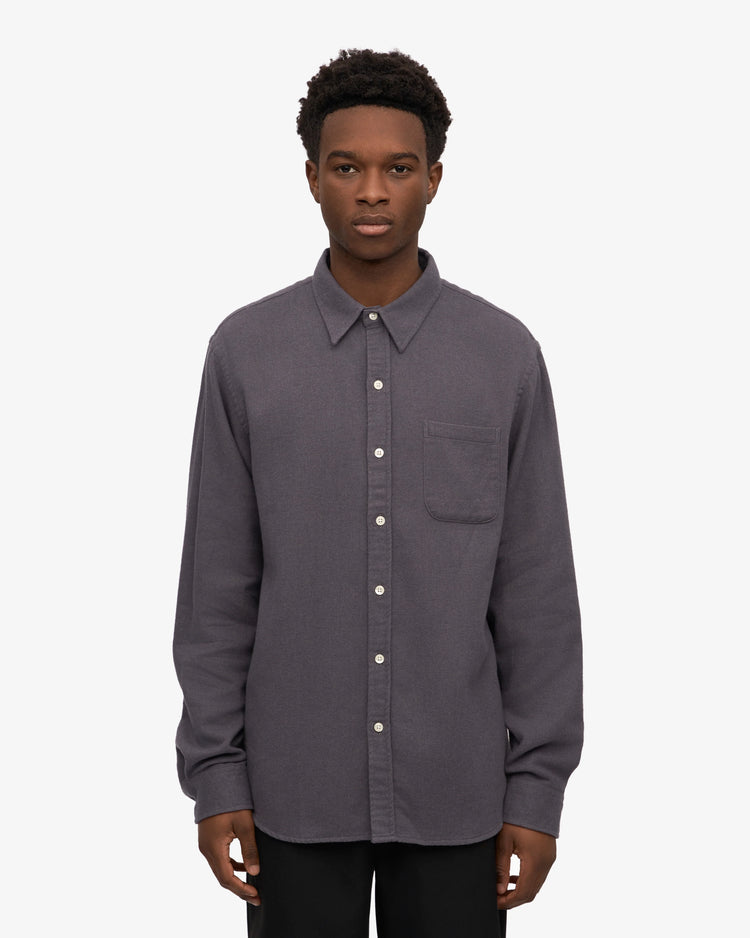Colorful standard organic flannel shirt lava grey