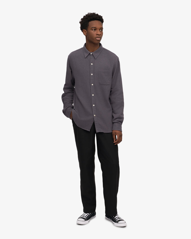 Colorful standard organic flannel shirt lava grey