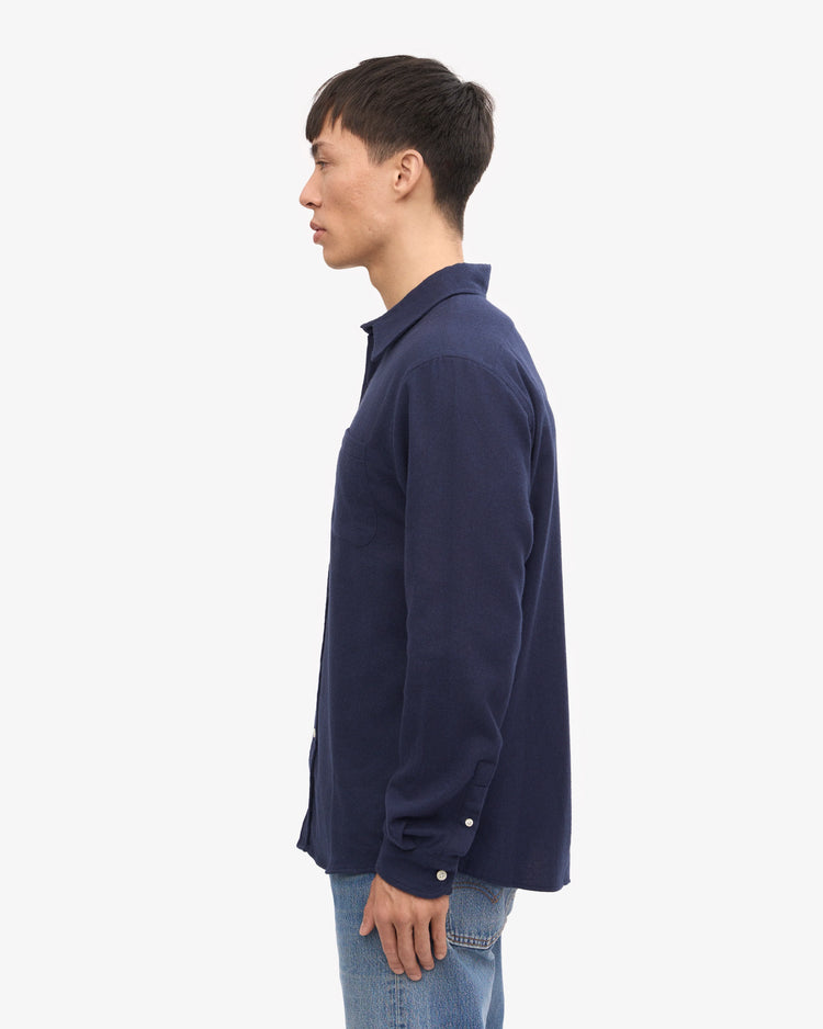 Colorful standard flannel shirt navy blue