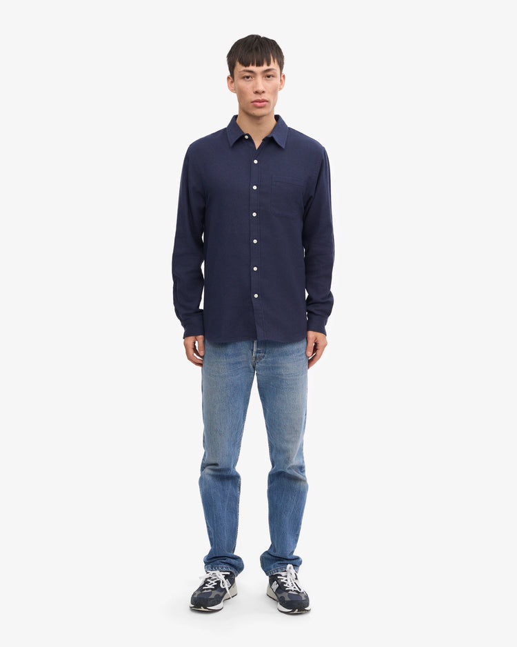 Colorful standard flannel shirt navy blue