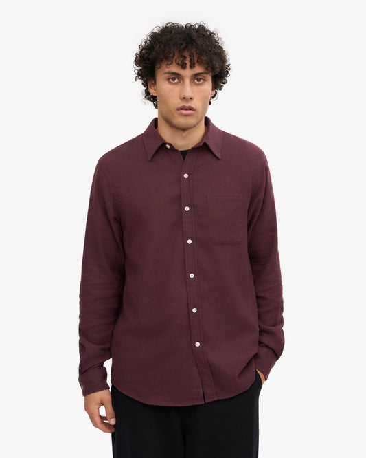 Colorful standard organic flannel shirt oxblood red