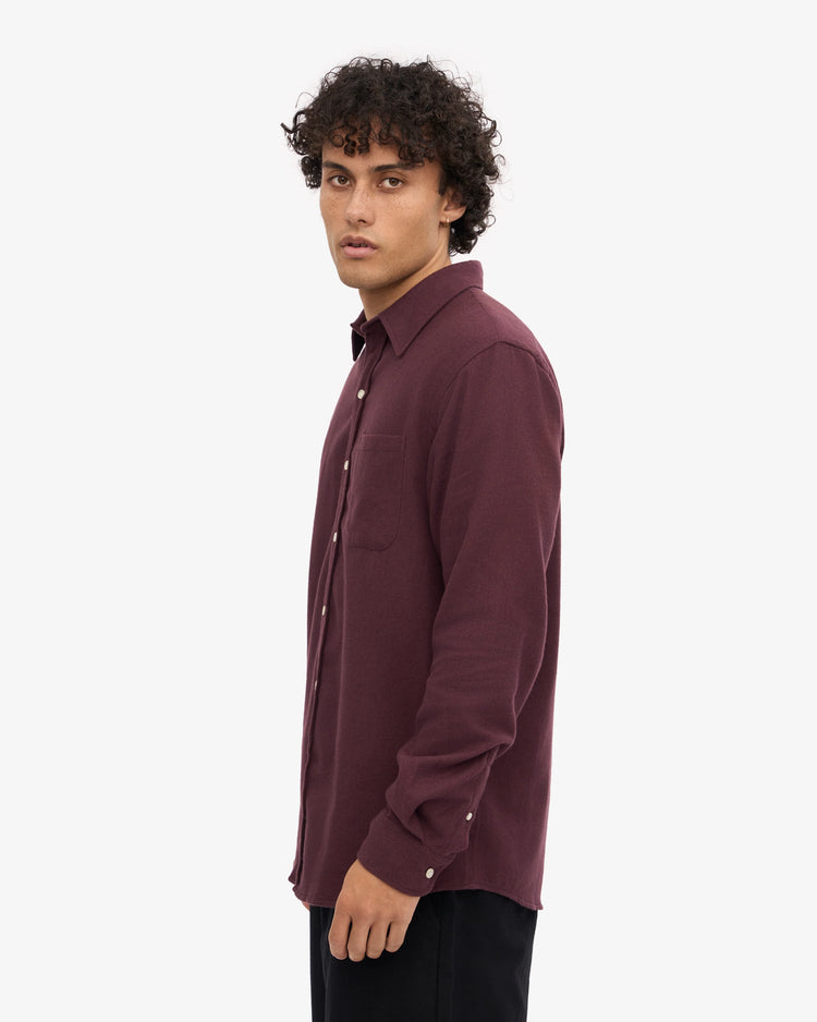 Colorful standard organic flannel shirt oxblood red
