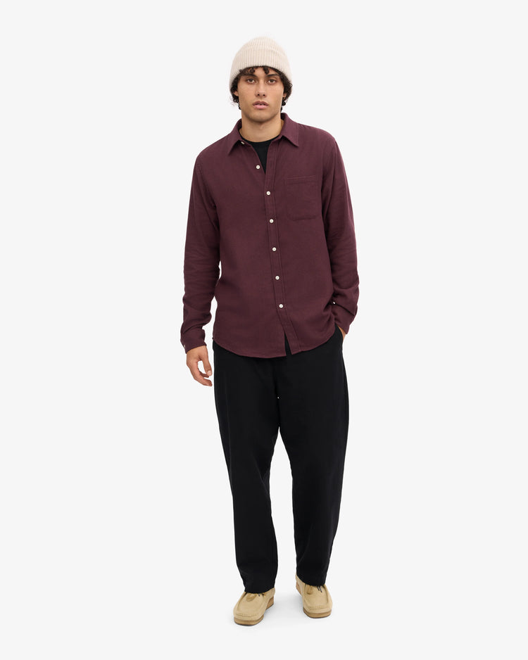 Colorful standard organic flannel shirt oxblood red