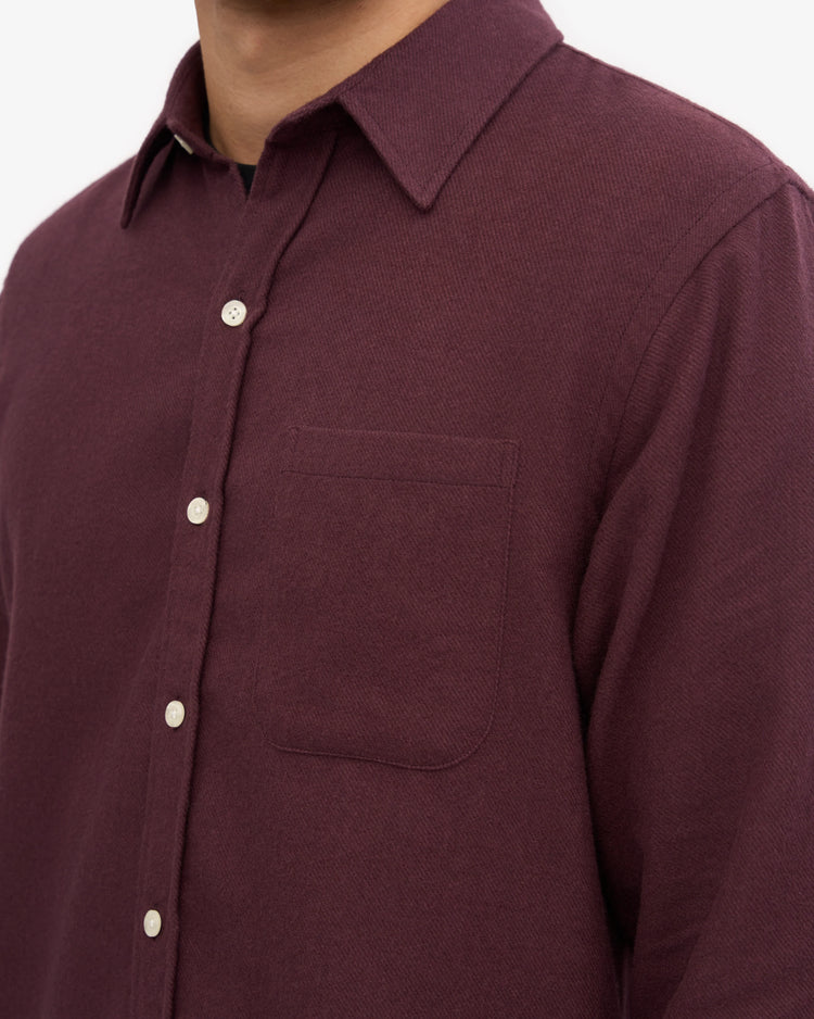 Colorful standard organic flannel shirt oxblood red