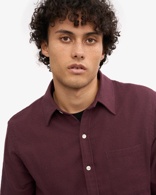 Colorful standard organic flannel shirt oxblood red