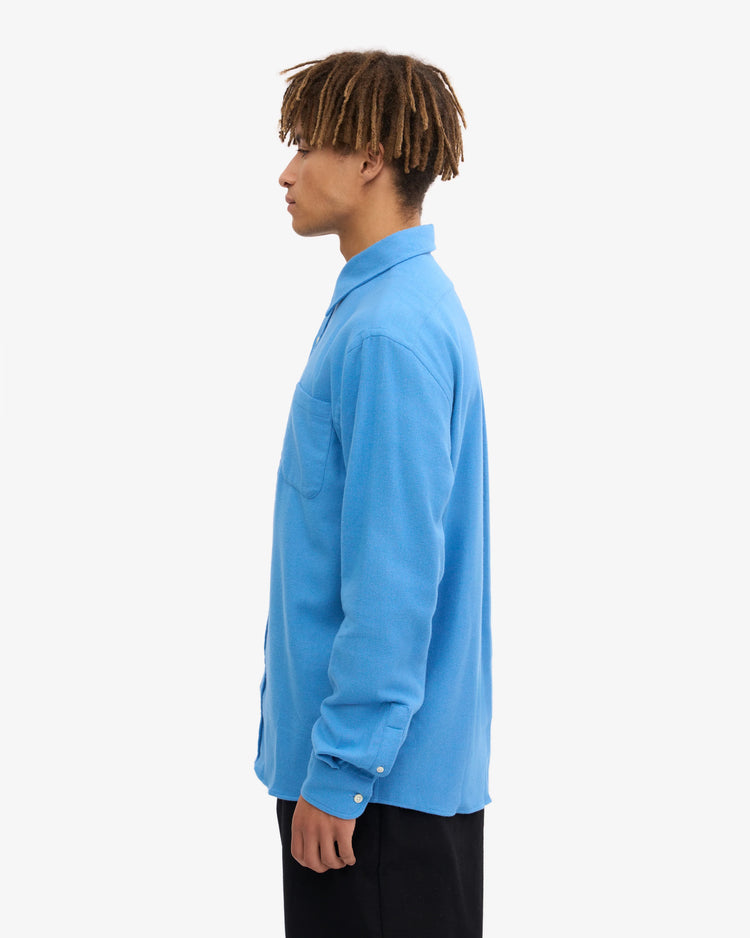 Colorful standard organic flannel shirt pacific blue