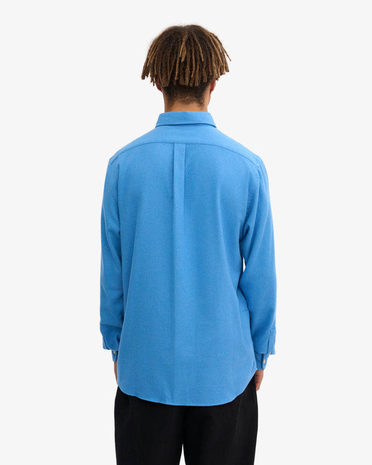 Colorful standard organic flannel shirt pacific blue