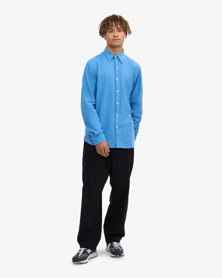 Colorful standard organic flannel shirt pacific blue