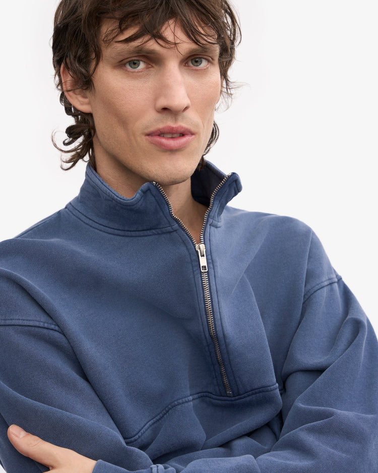 Colorful standard organic quarter zip sweat cs1014 neptune blue