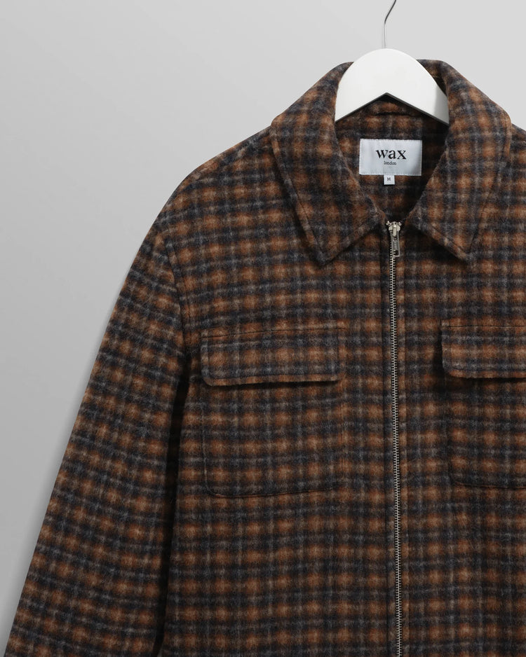 Wax london osier navy and brown drawn check jacket