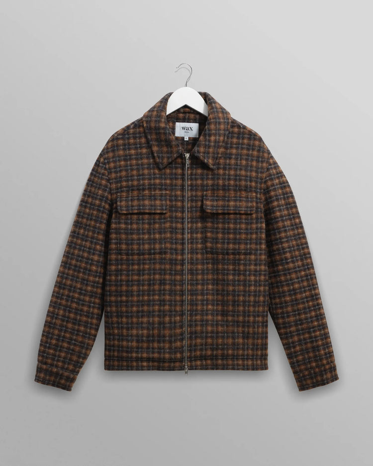 Wax london osier navy and brown drawn check jacket