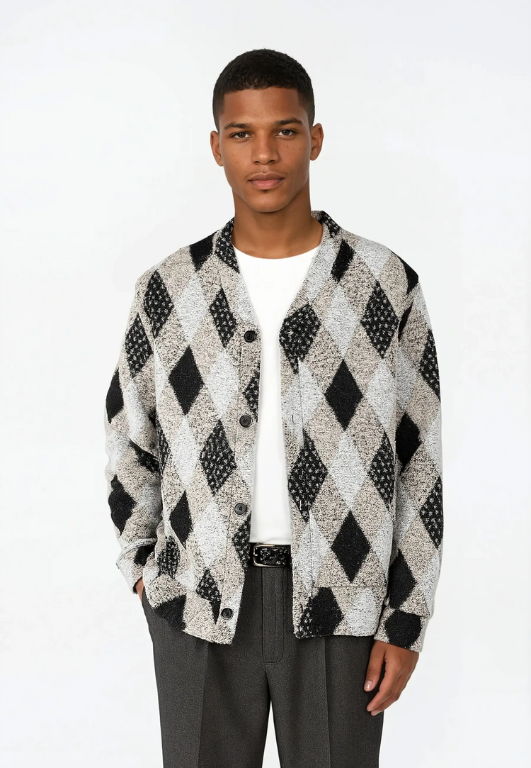 Ciszere parker knitted cardigan checked