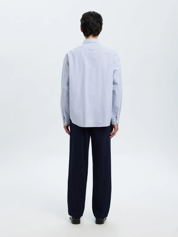 Selectedhomme slhrlxjim ox stripe shirt white blue + black