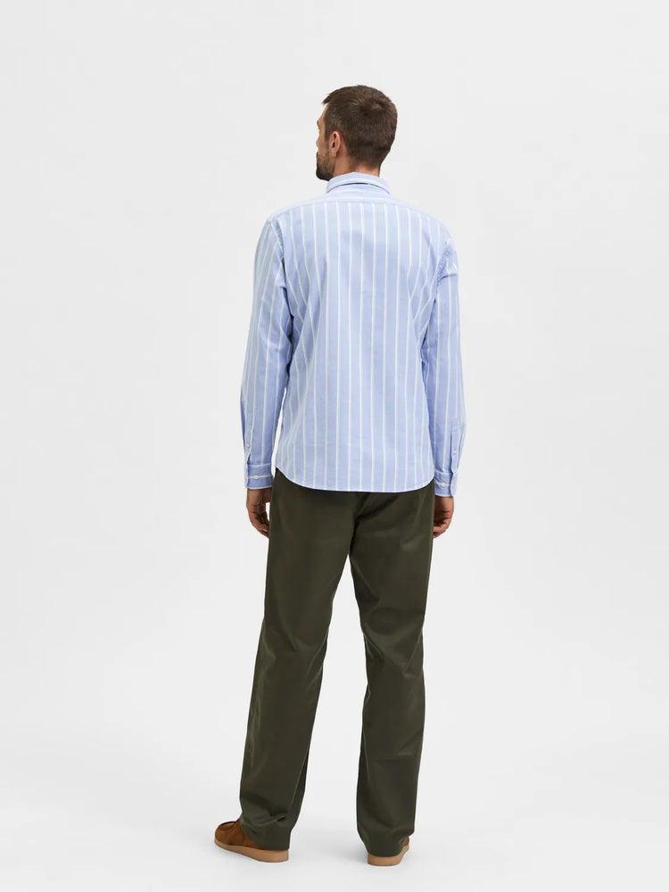 Selectedhomme slhregrick-ox shirt light blue big stripe