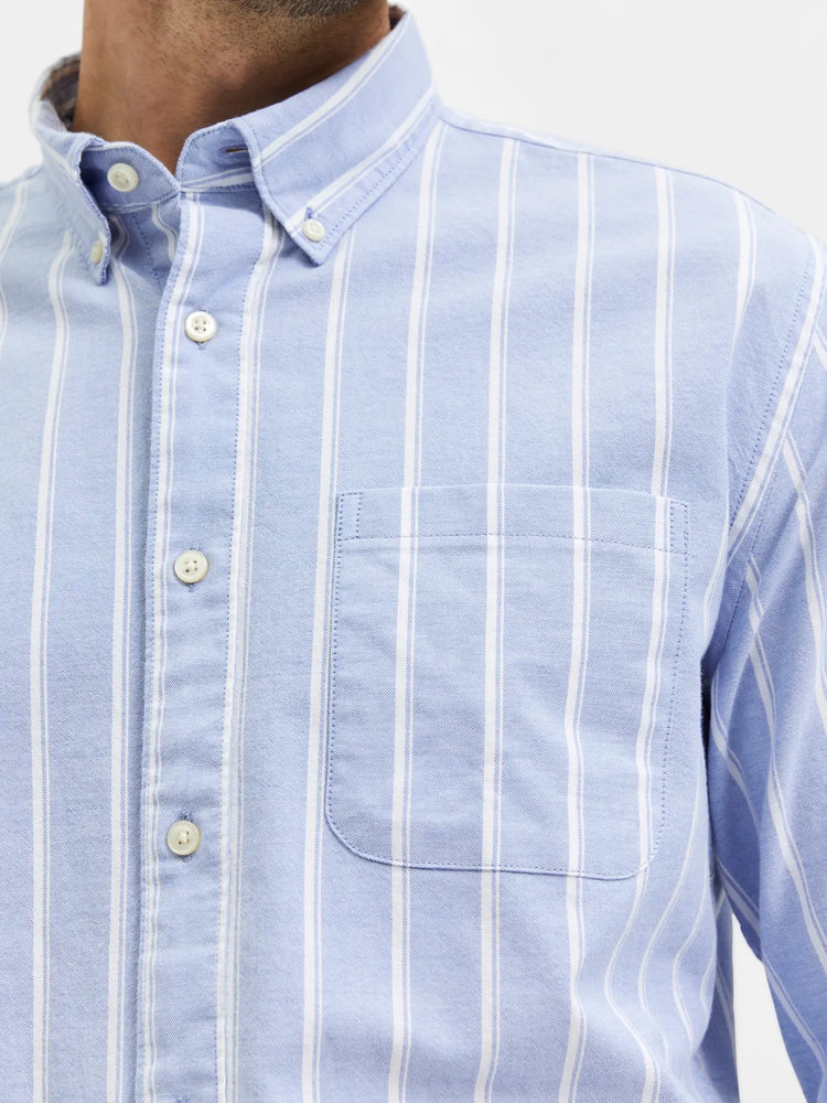 Selectedhomme slhregrick-ox shirt light blue big stripe