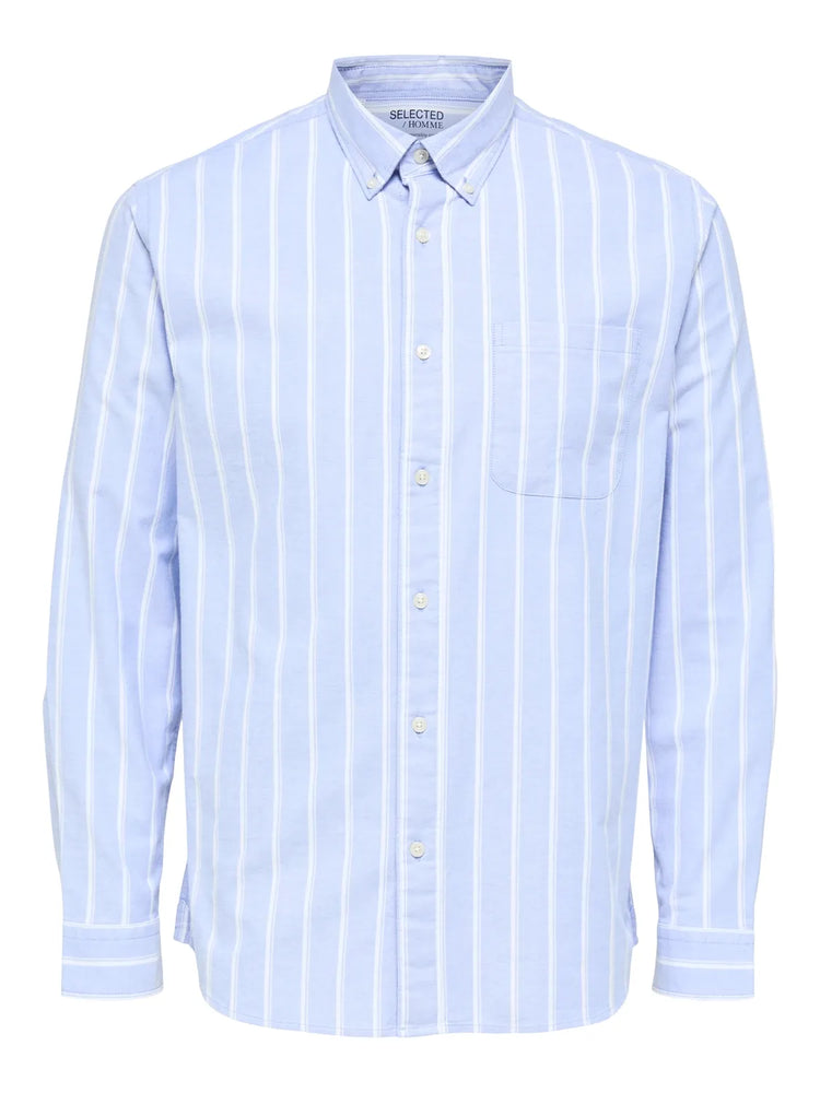 Selectedhomme slhregrick-ox shirt light blue big stripe