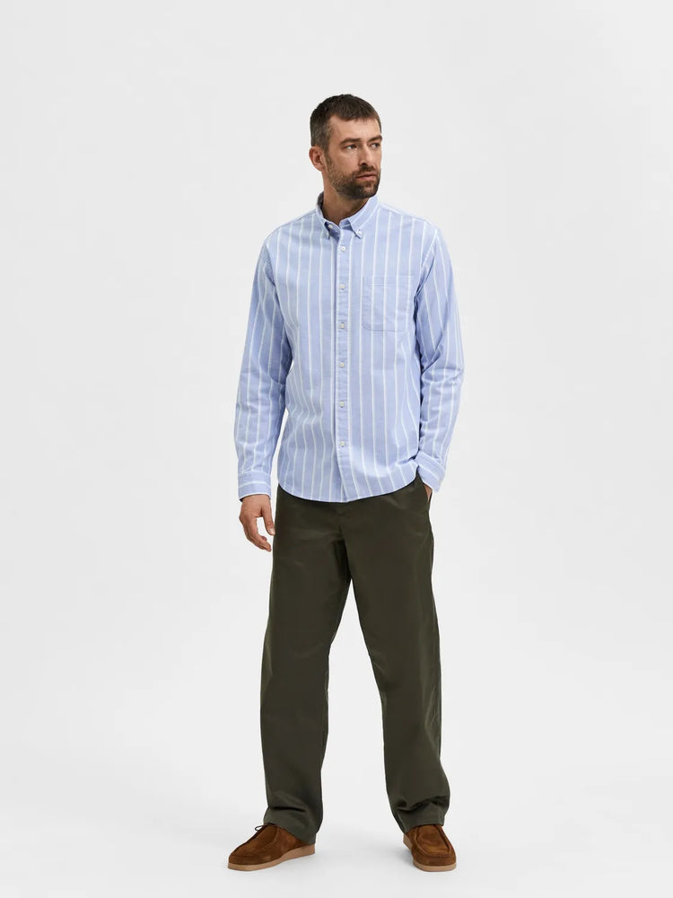 Selectedhomme slhregrick-ox shirt light blue big stripe