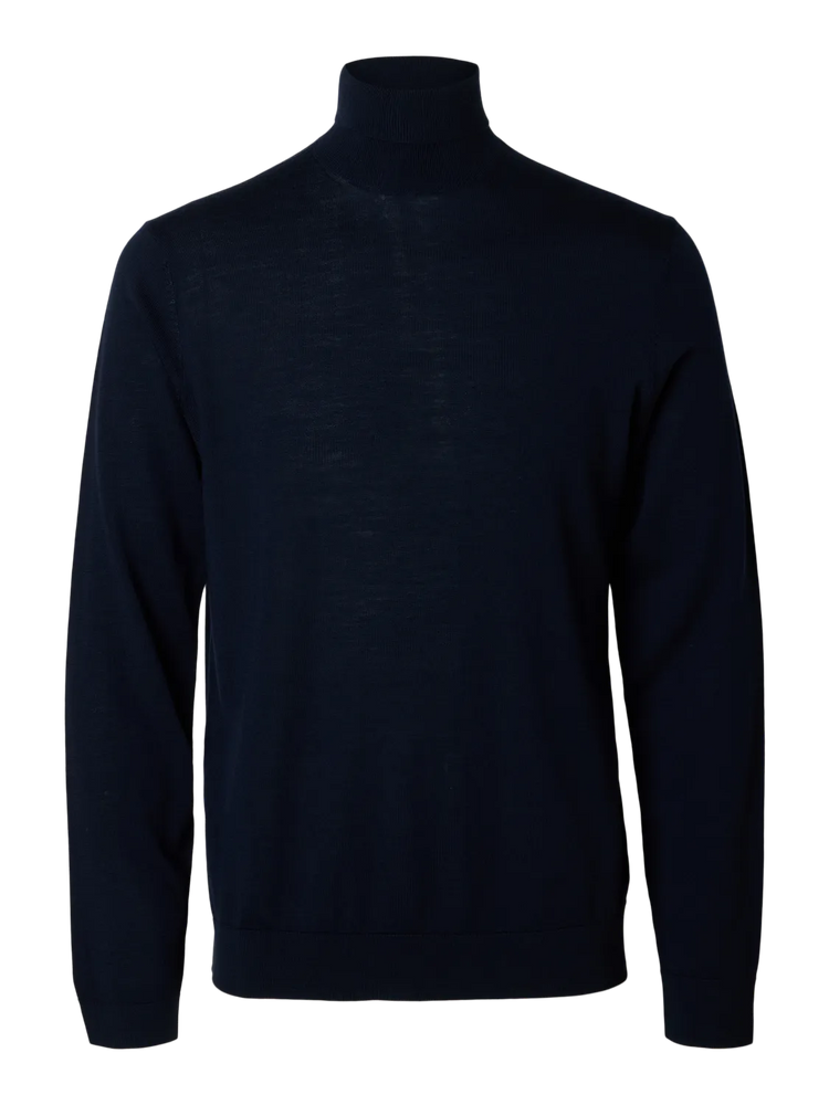 Selectedhomme slhtray knit merino roll neck noos navy blazer