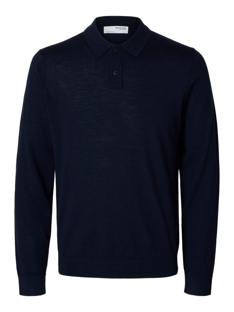 Selectedhomme tray knit merino polo noos navy blazer