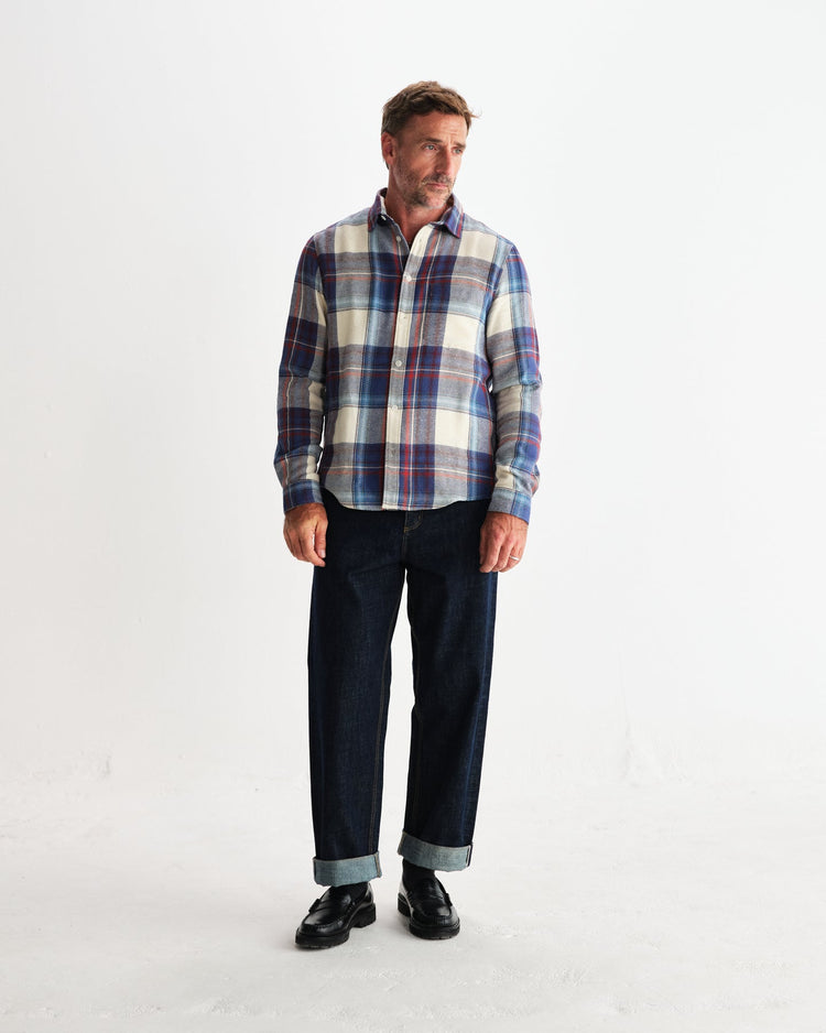 Wax london shelly shirt flannel check blue multi