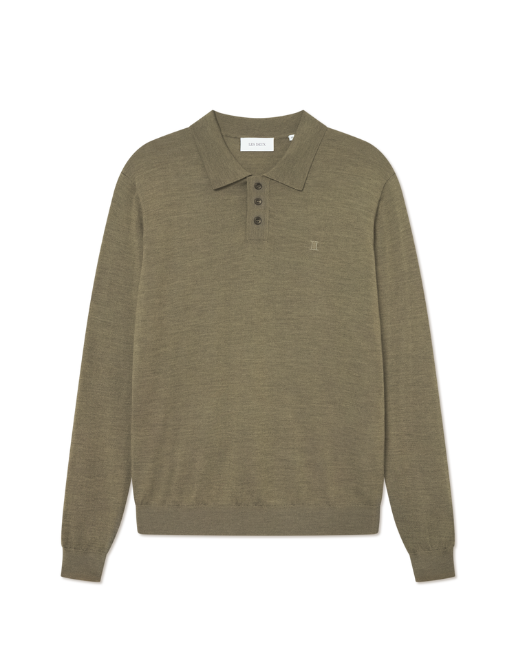 Les deux greyson merino polo knit military olive