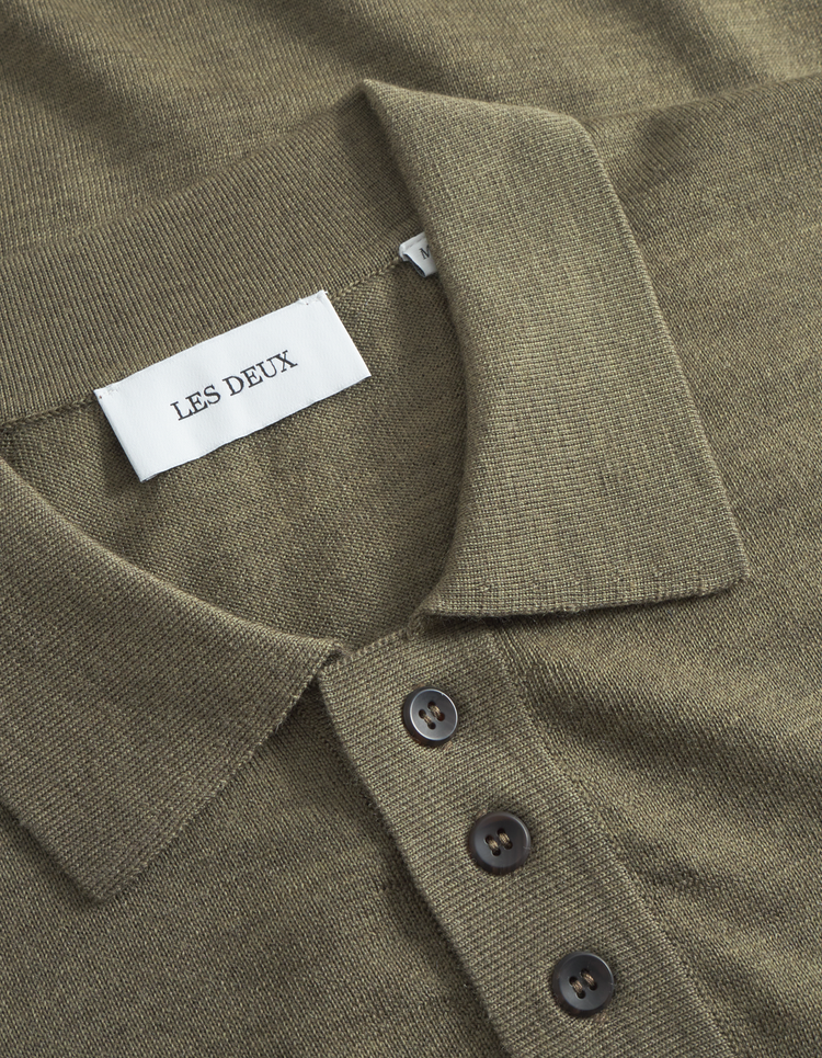 Les deux greyson merino polo knit military olive