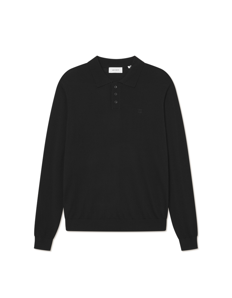 Les deux greyson merino polo knit black