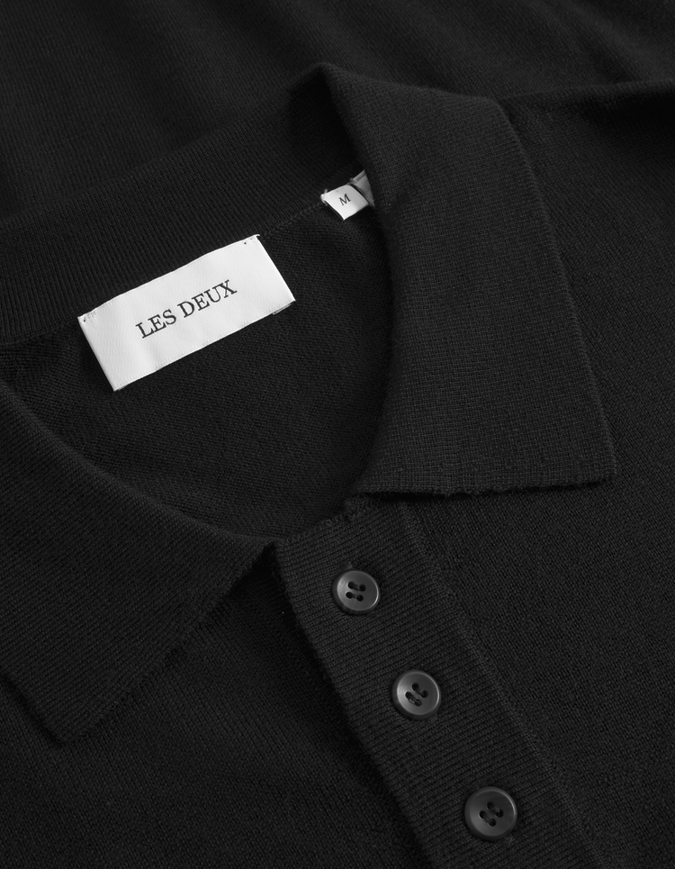 Les deux greyson merino polo knit black