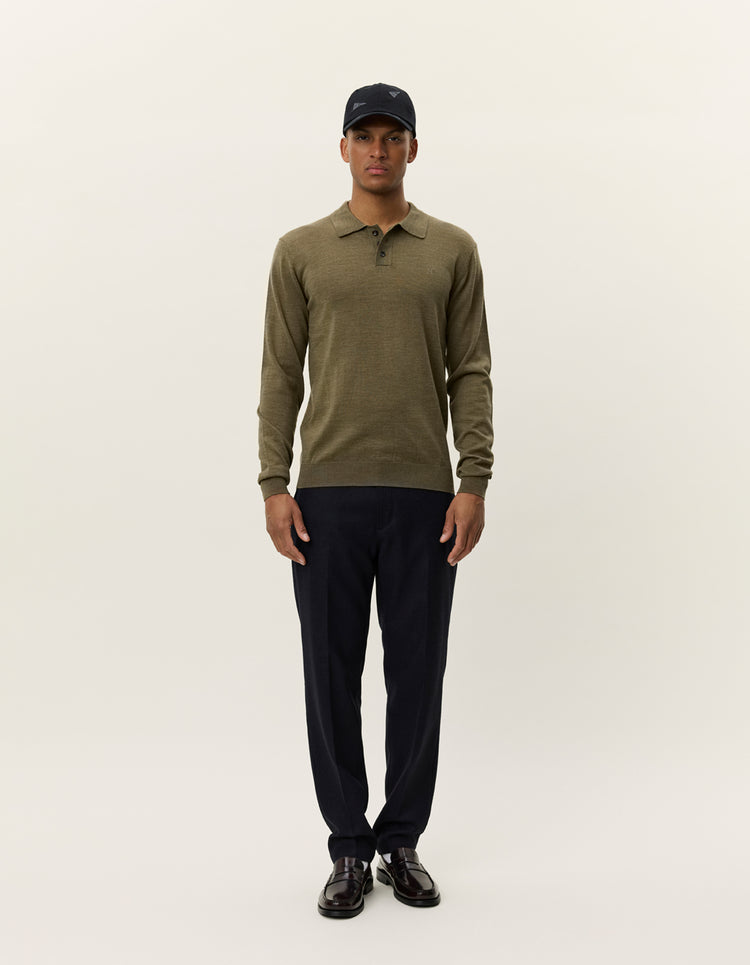 Les deux greyson merino polo knit military olive