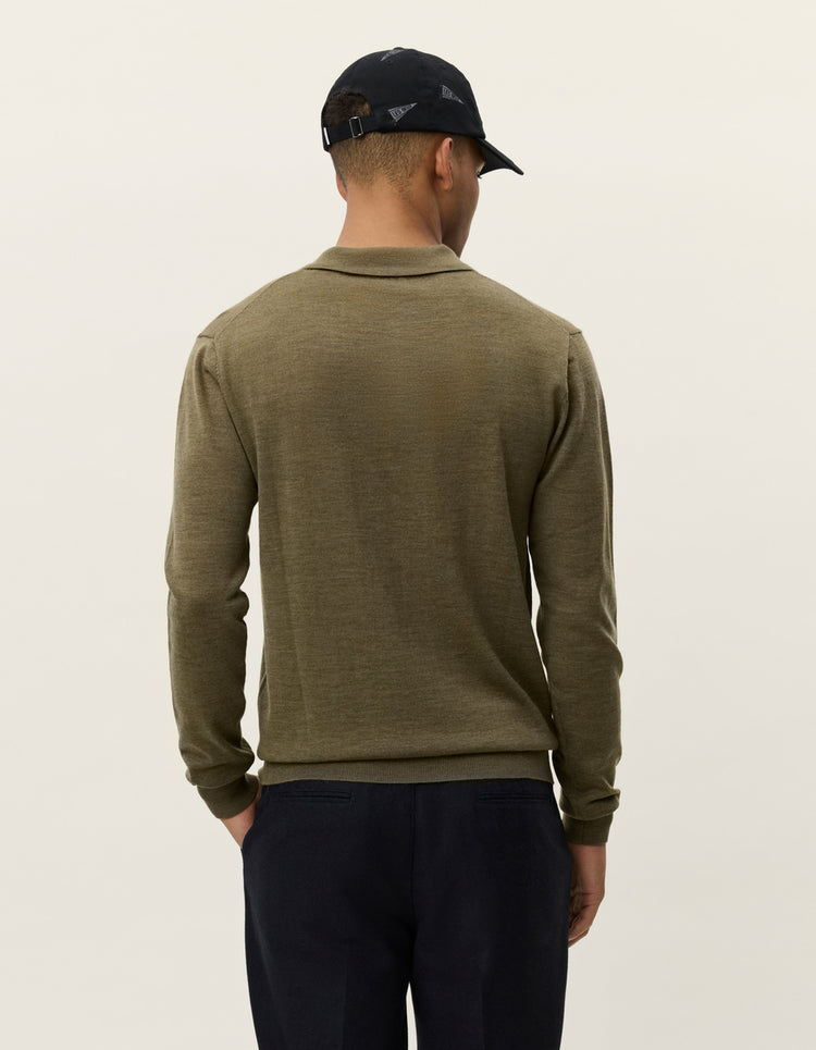 Les deux greyson merino polo knit military olive