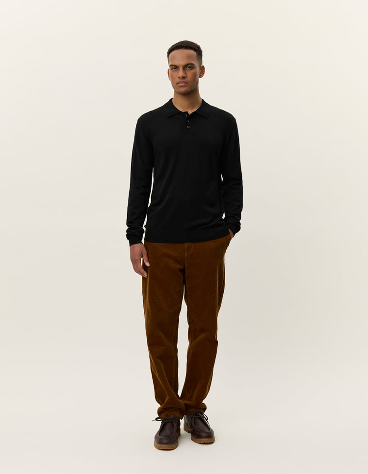 Les deux greyson merino polo knit black