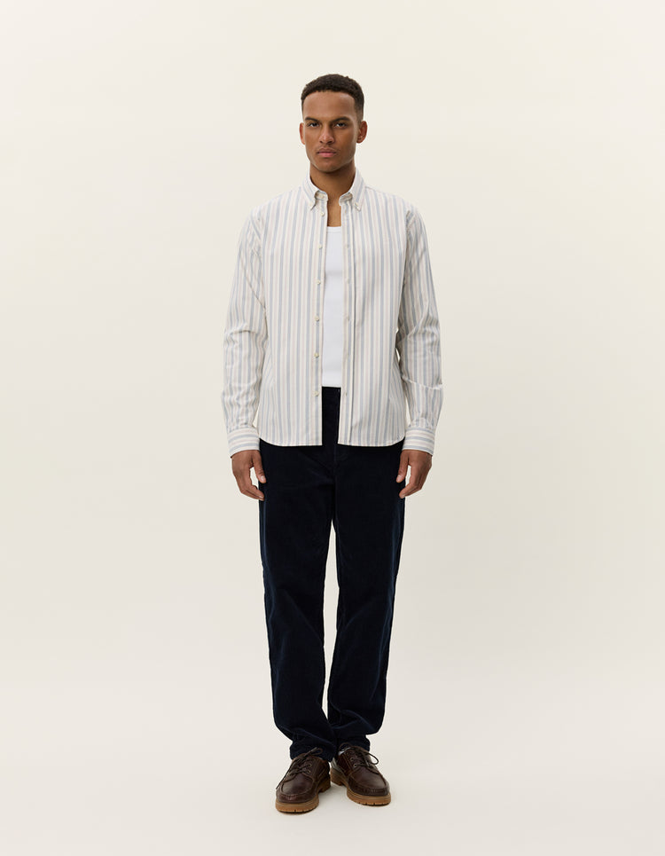 Les deux konrad striped oxford shirt light ivory