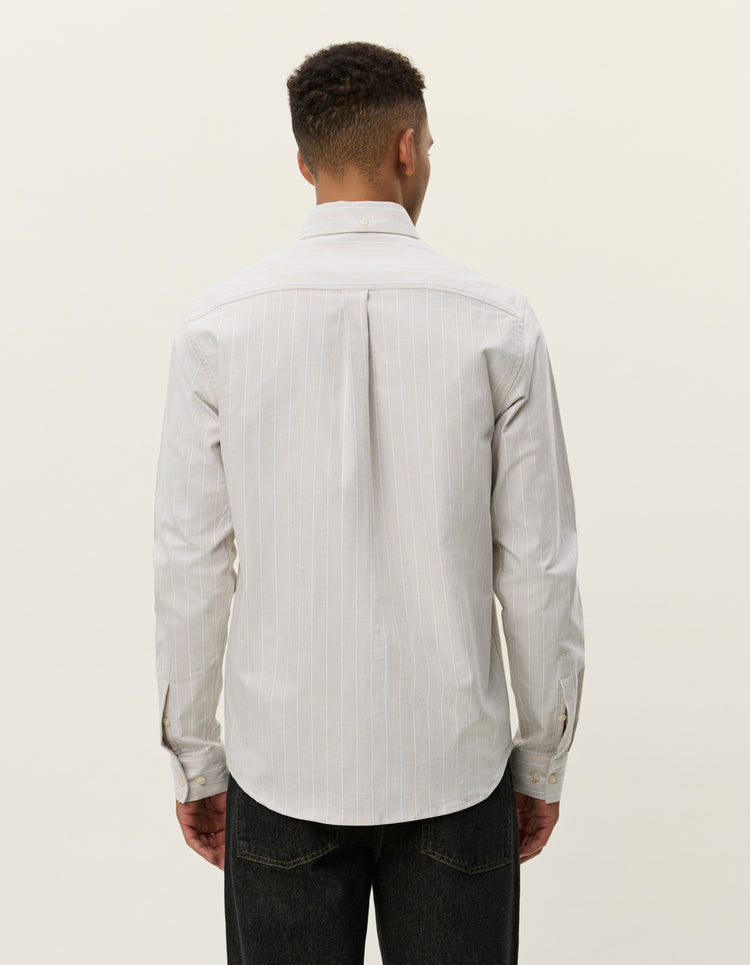 Les deux konrad striped oxford shirt light sand