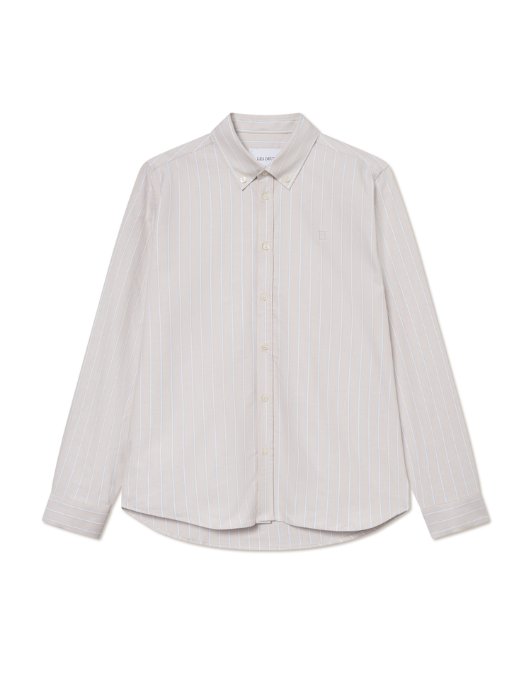 Les deux konrad striped oxford shirt light sand