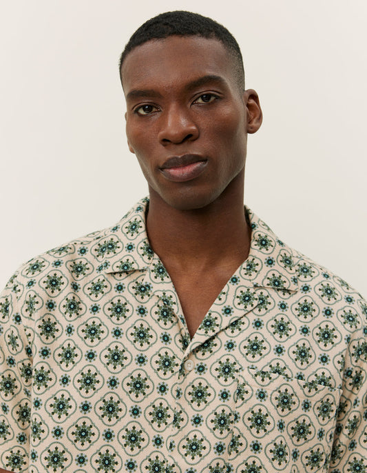 Les deux lukas aop tapestry ss shirt ivory