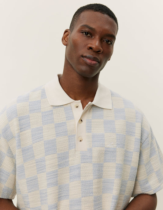 Les deux branson jersey jacquard polo ivory