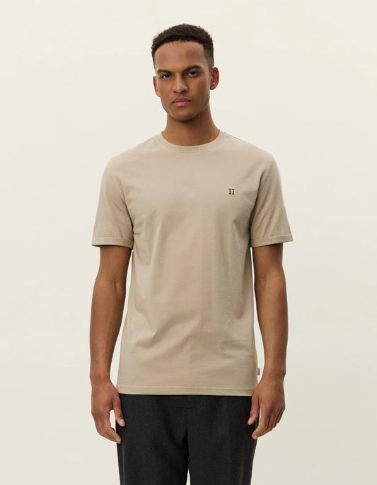 Les deux norregaard contrast t-shirt dark sand