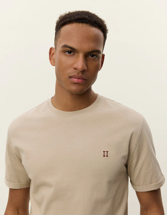 Les deux norregaard contrast t-shirt dark sand