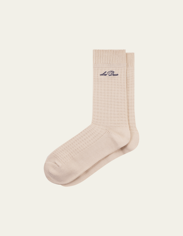 Les deux crew waffle socks ivory