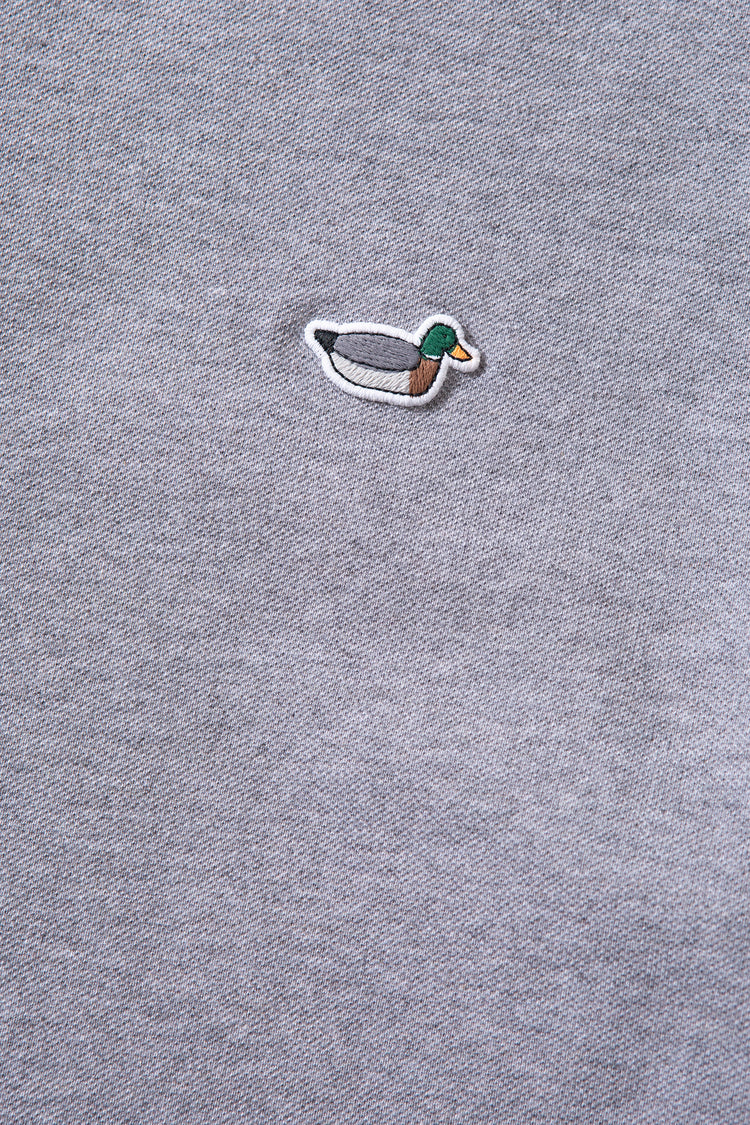 Edmmond pique shirt duck patch plain light grey melange
