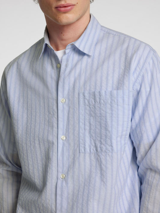 Selectedhomme slhrelaxwilfred seersucker shirt cashmere blue