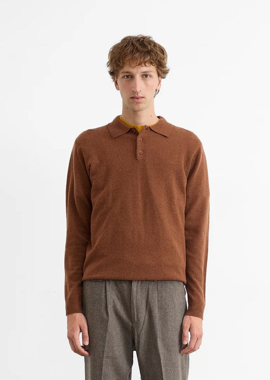 Edmmond wool polo plain chocolate