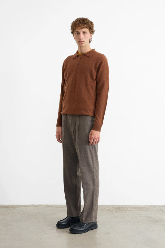 Edmmond wool polo plain chocolate