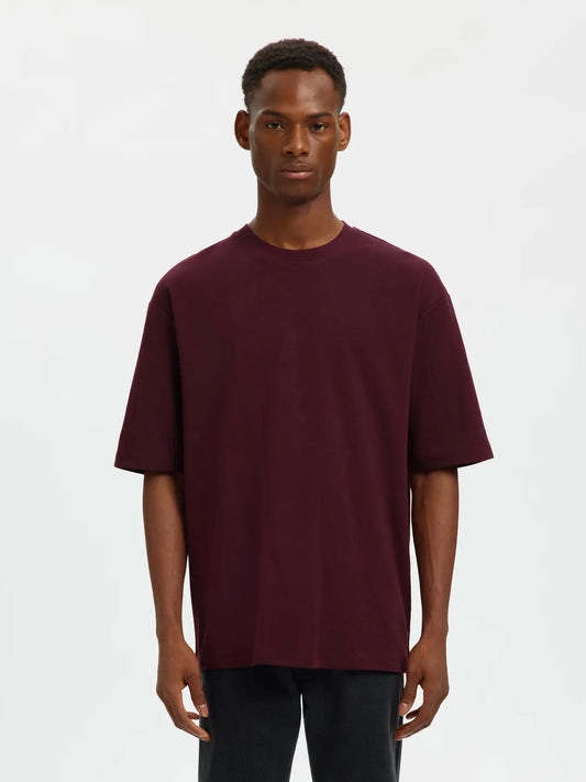 Selectedhomme slhlooseoscar ss o-neck tee noos winetasting